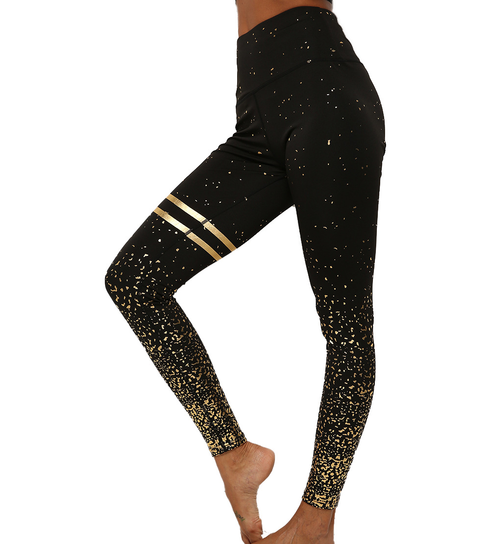 Golden alakformáló leggings - ALOOPPA (GOLDEN-LEGGINGS-PLAIN-BLACK-GOLD)