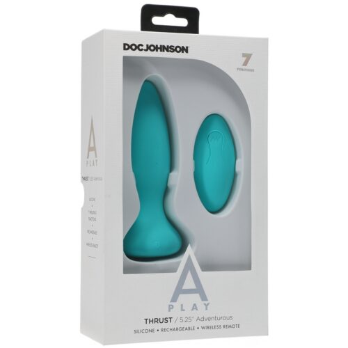 A-Play Adventurous Thrust Silicone Anal Plug with Remote Teal 1