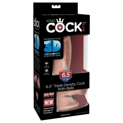 King Cock Plus 6.5” Triple Density Cock with Balls Beige 1