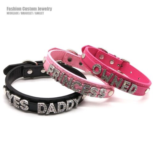 Sexy Rhinestone Letters Choker Collar Customized 1