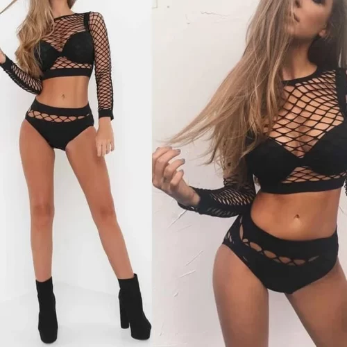 Two Piece Fishnet Nightwear set