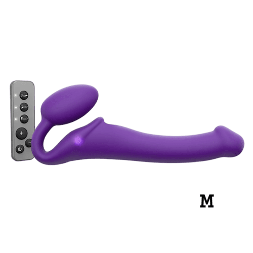 VIBRATING BENDABLE STRAP-ON - M - PURPLE