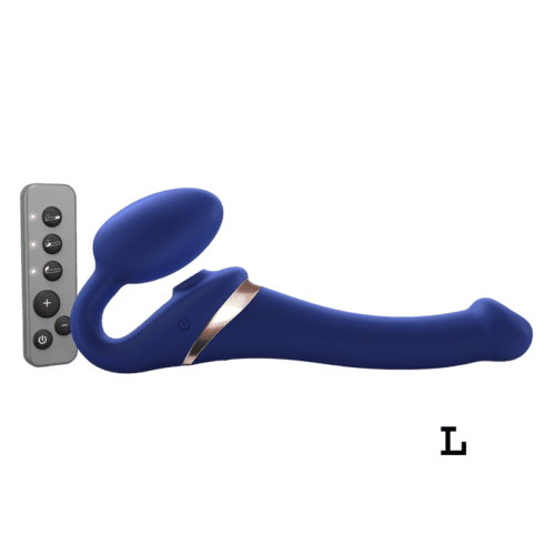 MULTI ORGASM BENDABLE STRAP-ON - L - NIGHT BLUE